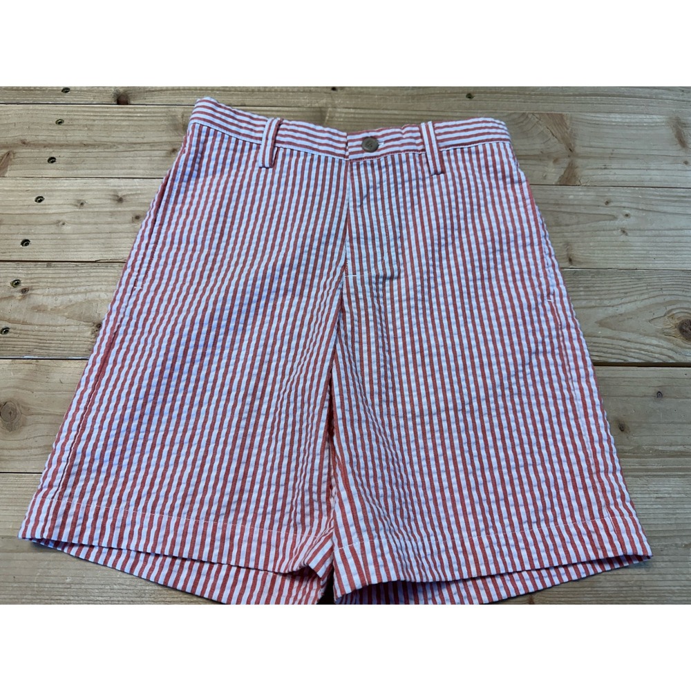 Kelly's Kids Seersucker Shorts Coral Striped Casual Summer Kids Size 7